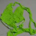 Lilosy Sexy Lace Up Plunge Neck Backless High Waisted Low Cut Leg Rise Thong Cheeky Brazilian 1 Piece Bikini Swimsuit Women Back Bathing Suit Tie Criss Cross Monokini Neon Green , Large