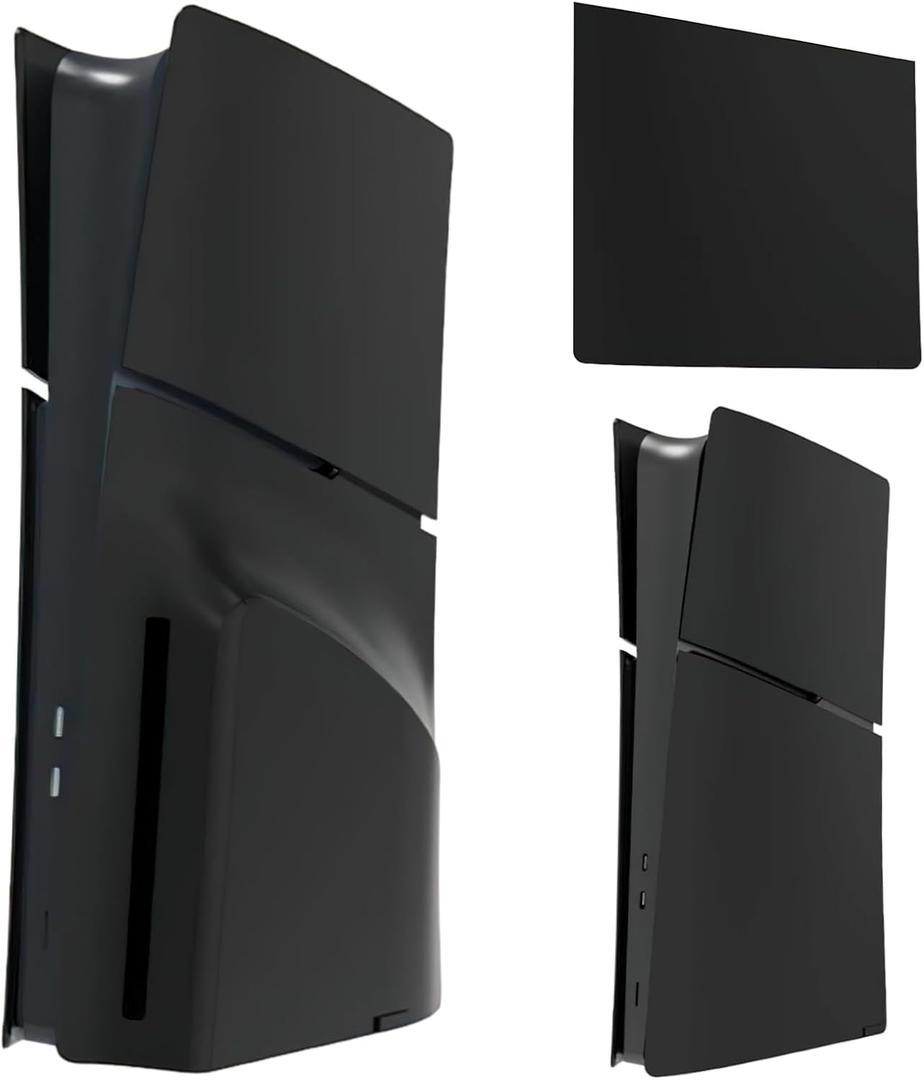 5PCS Face Plates for PS5 Slim Disc and Digital Edition, Cover Shell Panels Accessories Compatible with PlayStation 5 Slim Protective Replacement FacePlates (Matte Black)