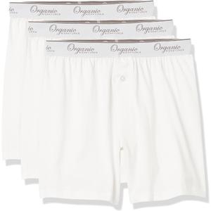 Organic Signatures Men's Boxers 100% Organic Cotton, Soft Boxers for Men, 3-Pack (Large, White)