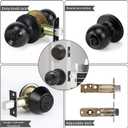 Front Door Lock Set Exterior Door Lock Set with Deadbolt, Single Cylinder Deadbolt Lock and Door Knob Set, Keyed Alike,Matte Black Door Knob and Deadbolt Set(1Pack Set)