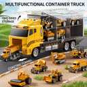 NIPLOOOW Toddler Boys Construction Truck Vehicle Toy Set with Play Mat and Die-Cast Toy Car, Transport Carrier Truck for Kids 3-5, Birthday Gifts Toys for 3-8 Year Old Boys