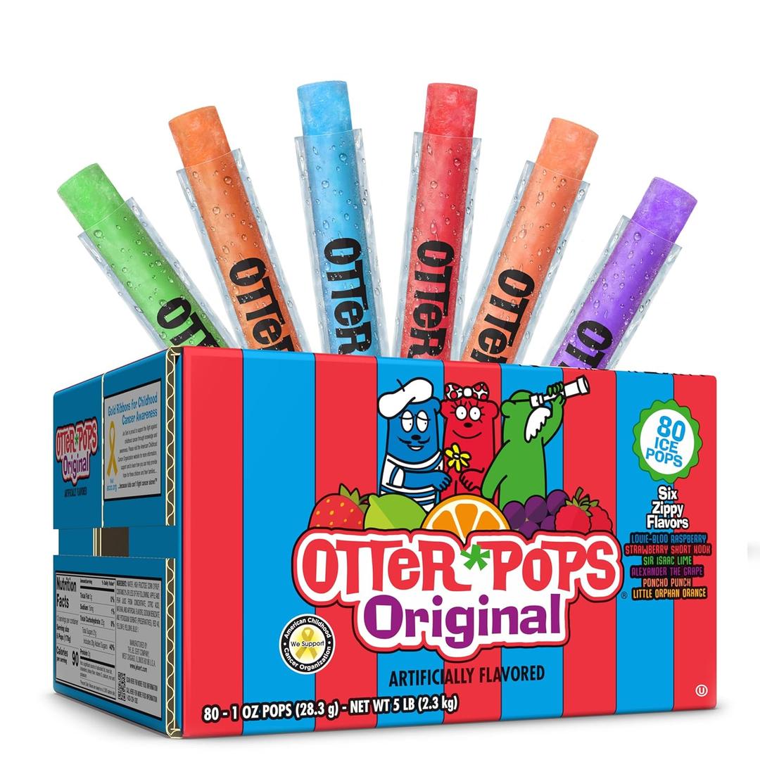 Otter Pops Freezer Bars, Ice Pops, Original Flavors (80ct - 1oz bars) best by March 2027