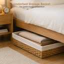 Klippehop Under Bed Storage Hand Woven PE Rattan Underbed Storage Basket for Bedroom, Underbed Storage Basket with Liner, Large Wicker Bed Storage Bin Fits Under Bed (30.719.76.3, 60L)