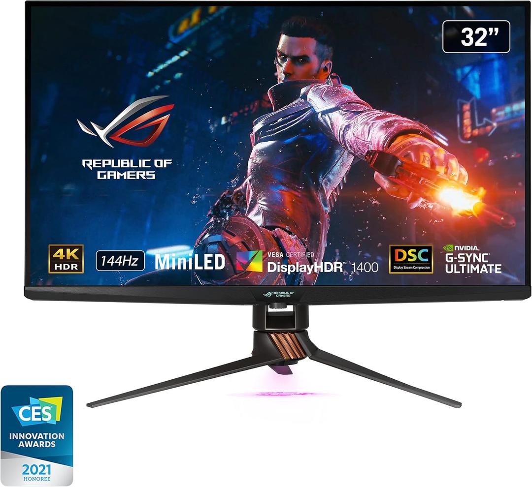 ASUS ROG Swift 32 4K HDR 144Hz DSC Gaming Monitor (PG32UQX) - UHD (3840 x 2160), Mini-LED IPS, G-SYNC Ultimate, Local dimming, Quantum Dot Technology, DisplayHDR 1400, Eye Care, DisplayPort, HDMI