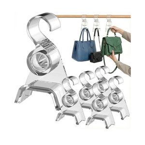 OnDisplay Premium Acrylic Purse Hanger Hook for Closet Rod – Wide Arch Handbag Organizer Protects Straps from Creasing – Heavy Duty Storage Hook for Hats, Belts, Backpacks & Scarves (Clear, 6)