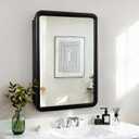 Black Medicine Cabinet, 18x26.5 Inch Wood Framed Mirror, Fully Assembled Recessed or Wall Mount Wood Cabinet with 2 Storage Shelves, Fully Assembled