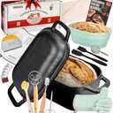 Dutch Oven for Bread Baking-Sourdough Bread Baking Supplies Starter Kit, 11" Oval Bread Proofing Basket 3.6QT Oval Cast Iron Pot Bread Pan with Lid, Black