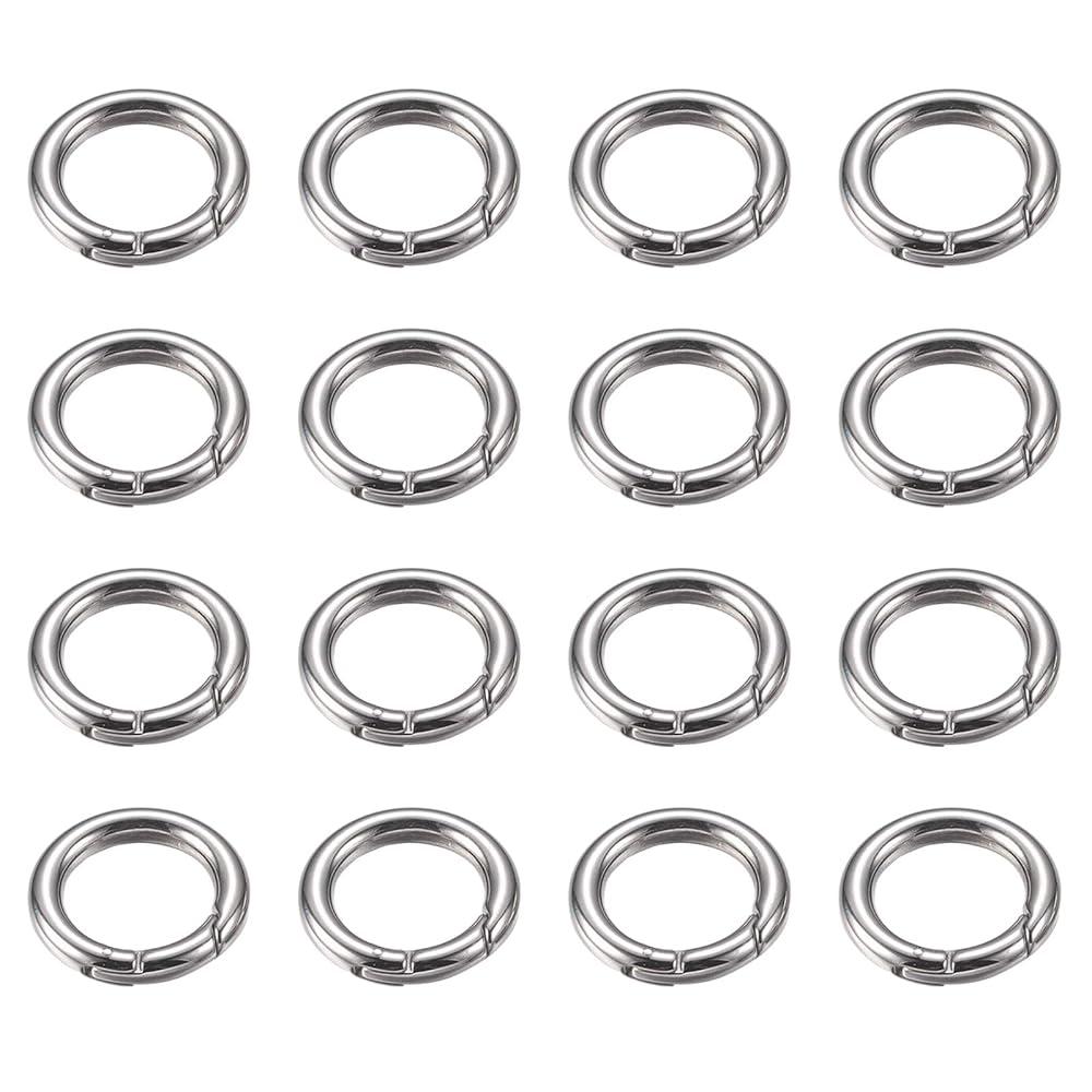 Somush Spring O Rings, Spring Snap Clip Hooks Zinc Alloy Round Metal Split Rings Small Clamp Clasp Keyring Buckle for Bag Purse Handbag Strap Craft Jewelry Making 12PC