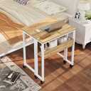 GreenForest Folding Desk with Wheels, 24.8" Rolling Table for Small Spaces