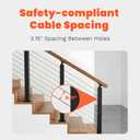 Shineforu 36" Cable Railing Stair Post Kit, Complete Cable Railing System with 2 Stair Posts, 98FT Wire Rope (No Handrail)