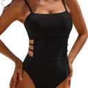 Hilinker Women Cut Out One Piece Swimsuit Slimming Sexy Tummy Control Bathing Suit Swimwear (Black, S)