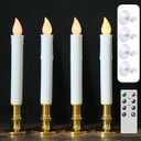 Pack Of 4 Flameless Window Taper Candles Suction Cups Included, 10"