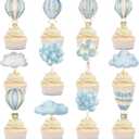 36pcs Hot Air Balloon Cupcake Toppers: Hot Air Balloon Decorations Adventure Awaits Baby Shower Hot Air Balloon Baby Shower Decorations