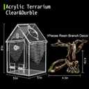 Jumping Spider Enclosure (5" *5" *8") Warp-Proof Seamless Acrylic Tarantula Terrarium with Magnetic Door & Feeding Hatch for Praying Mantis,Snail,Hermit Crabs,Reptile(Includes Decorative Accents)