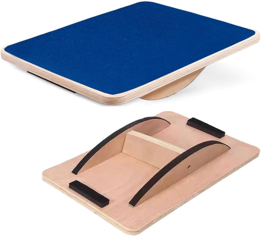 Juoe Balance Board Wobble Board for Adults and Kids - Anti-Slip 350LBS Balance Board for Physical Therapy,Balance Training,Posture Correction,Standing Desk Core Strength Wooden Balance Rocker Board (Blue)