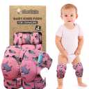 Simply Kids Baby Knee Pads for Crawling (2 Pairs), CPSIA Certified - Comfortable Knee Protector for Toddler, Infant, Girl, Boy, Crawler - Rodilleras para Bebe (Pink Shark)