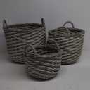 3-Pack Stackable Handovenicker Storage and Laundry Basketith Handles,Flower Pots,Multi-Function Storage,Hand-Crafted L 19x 14.5 M 15x 13 S12x9