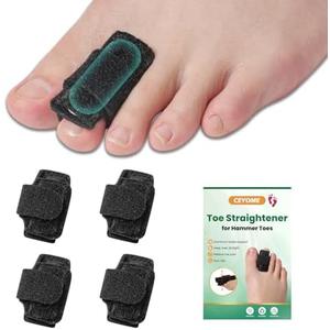 Hammer Toe Straightener with Aluminum Plate - 4 Pack Adjustable Hammer Toe Corrector for Women & Men - Toe Splints & Wraps Support for Crooked, Curled, Bent Toes