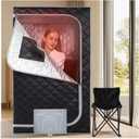 Smartmak Portable Infrared Sauna Box for Home with 660nm Red Light Therapy Lamp, Full Body Dry Sauna Tent, Personal Saunas with 6 Heaters, Heated Foot Pad, Foldable Chair for Body Recovery, BlackGrey