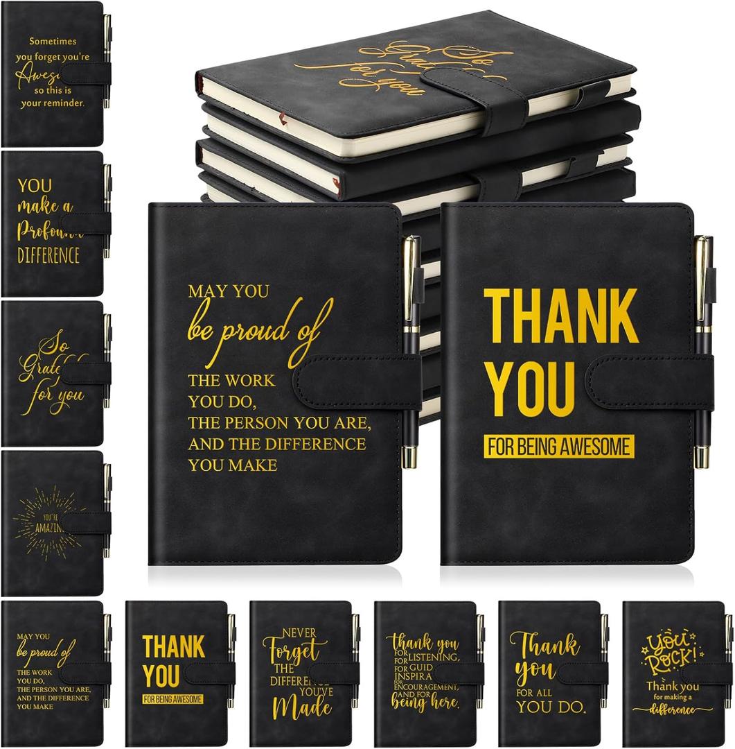 Kosiz 40 Pcs Valentines Employee Appreciation Gift Bulk A5 Motivational Leather Notebook and Pen Inspirational Journal with Pen for Women Men Nurse Volunteer Social Worker Team Coworker Staff Teacher