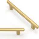 10 Pack Brushed Gold Cabinet Pulls 5 Inch(128mm) Kitchen Cabinet Handles Solid Zinc Alloy Cabinet Hardware Drawer Pulls (5" Hole Center)