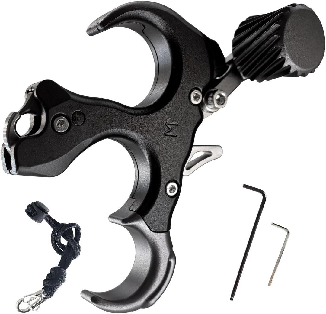 Compound Bow Aid Releaser with Wrist Straps and Adjustment Tool,Archery Release Aids with 3 Thumb Release Adjustable,Aluminum Alloy Aids.for Left and Right Handers. (black)