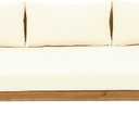 Merax Outdoor Acacia Wood 3-Seat Loveseat Sofa w/Cushion, Patio Furniture, Teak+Beige