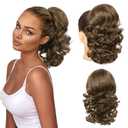 Flufymooz Ponytail Extension, 14 Inch Short Drawstring Ponytail Hair Extension for Women, Soft Synthetic Pony Tails Hairpiece for Women (Light Brown)