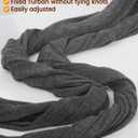 BEACE Silk Satin Lined Pre-Tied Turban Durag Head Wrap for Men & Women, Halo Turban Skull Cap Bonnet Hair Cover for Sleeping (0, Black/Dark Gray)