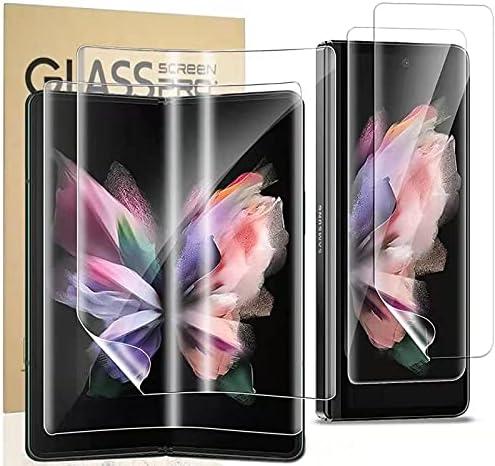 for Samsung Galaxy Z Fold 5 5G Screen Protector, Flexible TPU Screen Protector, 2 Pack Front with 2 Pack Inside, Fingerprint Unlock, Case Friendly, Bubble Free, Anti-Scratch, HD Clear (4 in 1)