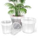 6/8/10 Inch Large Clear Nursery Pots with Drainage, 24 Pack Plastic Plant Pots for Seedlings Flowers Succulents Vegetable, Indoor Outdoor Gardening (6/8/10 Inch-24Pack)