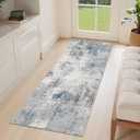 Washable Area Rugs 2x6 Runner Rug for Entryway: Modern Abstract Neutral Soft Indoor Carpet for Hallway Front Door Kitchen Bathroom Bedroom - Grey Blue