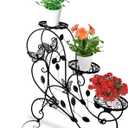 HLC Metal Plant Stand 3 Tier Flower Pot Holder Indoor Outdoor Plant Display Shelf Rack for Garden, Balcony, Patio, Corner, Living Room, Black