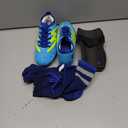 brooman Kids Firm Ground Soccer Cleats Boys Girls Football Shoes with Shin Guards and Soccer Socks (1 Little Kid, Blue)