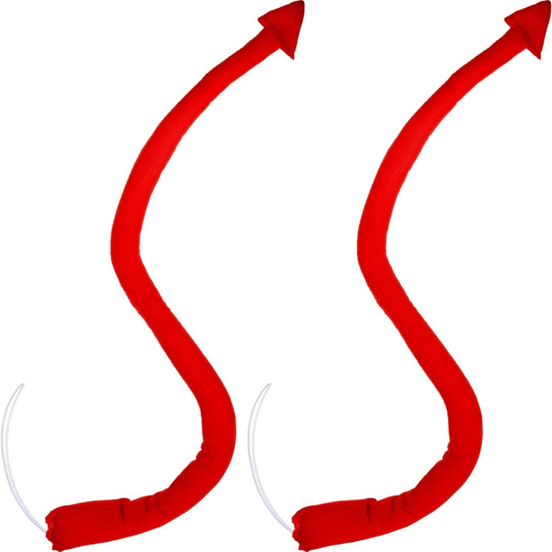 2 Pieces Devil Tail Costume Accessories Tail for Male and Female Devil Costume Accessory for Costume Party Devil Cosplay, Red, (Simple Style, 24 Inch)
