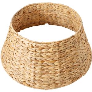 24'' Christmas Tree Collar: Woven Hyacinth 4 Piece Holiday Rattan Christmas Tree Skirt, Rustic Farmhouse Style Tree Skirt for Artificial Pencil Trees and Fits Below 23" Tree Stand, Natural Hyacinth