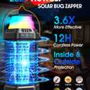 Solar Bug Zapper Outdoor & Indoor, 4500V Ultra-Effective Mosquito Zapper, 6000mAh Rechargeable Insect Zapper, Foldable 2-in-1 Light, IP66 Waterproof for Patio, Camping, Bedroom, Kitchen