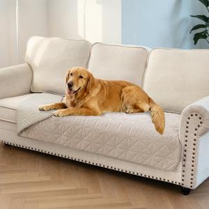 Ameritex Sofa Cover Waterproof for Seats Couch Cover for Dogs Pet Couch Cover Velvet for Chair Loveseat Sofa Machine Washable (30x70 Inch, Beige)