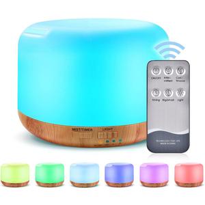 300ML Essential Oil Diffuser, Remote Control Ultrasonic Aromatherapy Oil Diffusers Cool Mist Humidifier, Waterless Auto-Off and 7 LED Light Colors for Bedroom, Yoga, SPA, Baby (Light Wood Grain)
