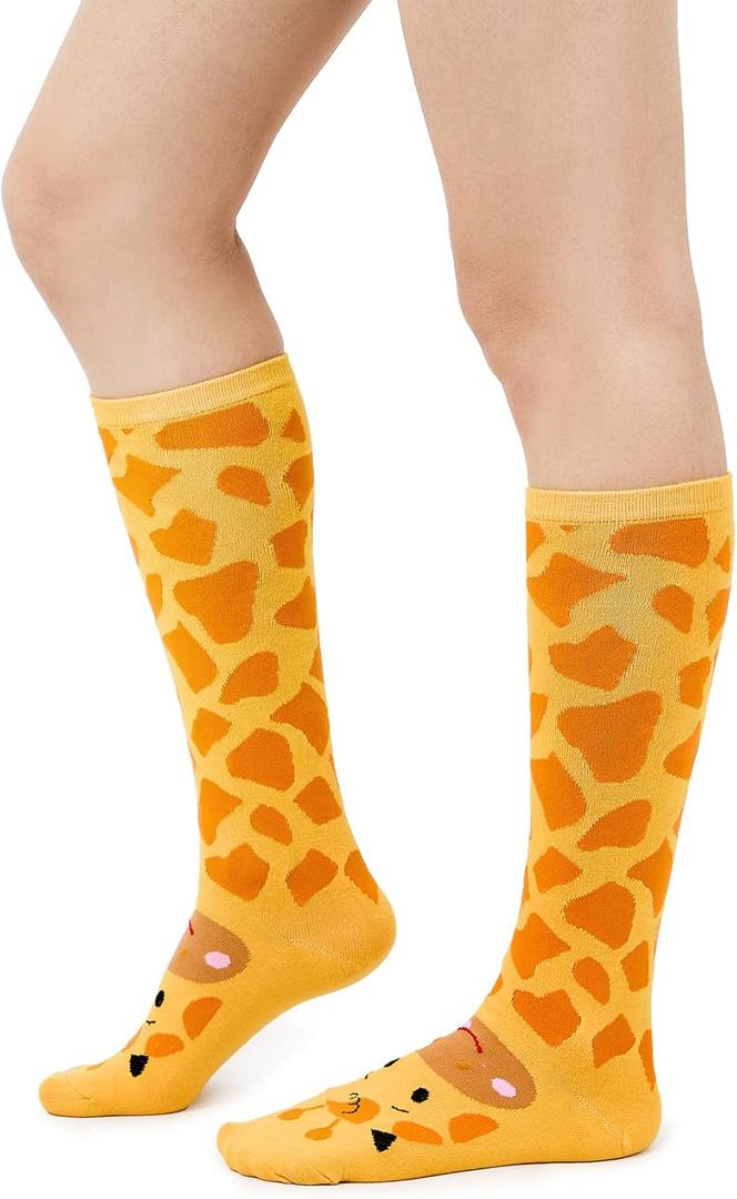 American Trends Women's Knee High Socks, Novelty Holiday Printed Tall Tube Socks, Casual & Party Athletic Sports Stockings (1 Pack Giraffe)