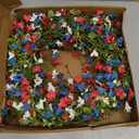 VioletEverGarden 4th of July Patriotic Wreaths for Front Door 22 Inch Red White Blue Flower Wreath Americana Floral Wreath Patriotic Decorations for Independence Day Memorial Day Flag Day Decor