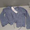 GRACE KARIN Women's Tie Front Long Sleeve Cardigan V Neck Shrug Sweaters for Dresses Denim Blue SIZE: SMALL