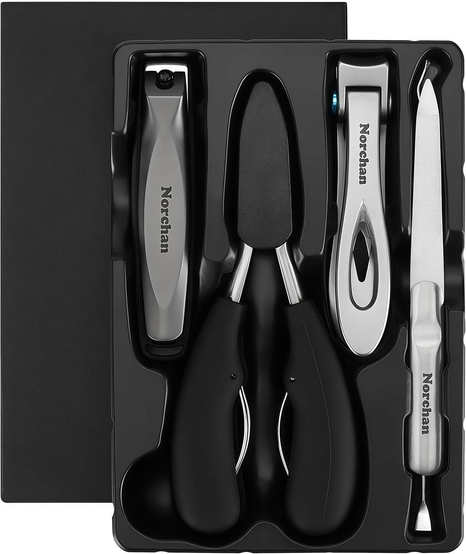 Large Nail Clippers Set, 5-Piece Sharp Toenail and Fingernail Clippers with Nail File, Ideal for Men and Women (Premium, Big Size, Heavy-Duty Design)