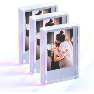 Instax Mini Picture Frames for Polaroid & Fujifilm Instax Mini Camera/ Printer Film, 2x3 Cute Polaroid Photo Frame, Tabletop Small Picture Display Holder for Instant Photo, Iridescent Acrylic, 3 Pack