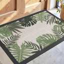 DEXI Front Door Mat Outside Entrance, Summer Tropical Leaves Plant Doormat, Non Slip Dirt Resist Heavy Duty Entry Mats for Entryway, 24x36, Olive Green