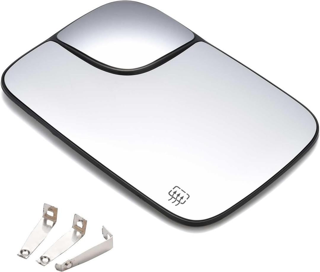 Heated Mirror Glass Left Driver Side Compatible with Dodge Ram 1500 2500 3500 2005 2006 2007 2008 2009 Replace# 5161011AA With Spotter Mirror