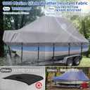 Marine Grade Waterproof Center Console Boat Cover with T Top Roof, Tear Resistant Trailerable Storage Covers, All-Weather Protection T-Top Boat Cover 24-26 ft, Beam Width Up to 112", Gray