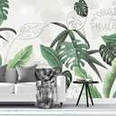 Bormia Modern Minimalist Wall Mural Tropical Rain Forest Green Plant Mural Wallpaper for Living Room Bedroom 151"x105" (Not Self-Adhesive)