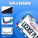 Blue Pink Hibiscus License Plate Frame Colorful Tropical Floral License Plate Frames Stainless Steel Accessories Cars Decor with 4 Holes and Screws Fits Standard US CA Vehicles Size 12.2 x 6 Inches