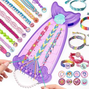 Euclidean Cube 2-in-1 Friendship Bracelet Making Kit, Arts and Crafts for Girls Ages 8-12, Jewelry Making Kit＆DIY Travel Activity Toys, Birthday Gifts for 6 7 8 9 10 11 12 Year Old Girls (Purple), small